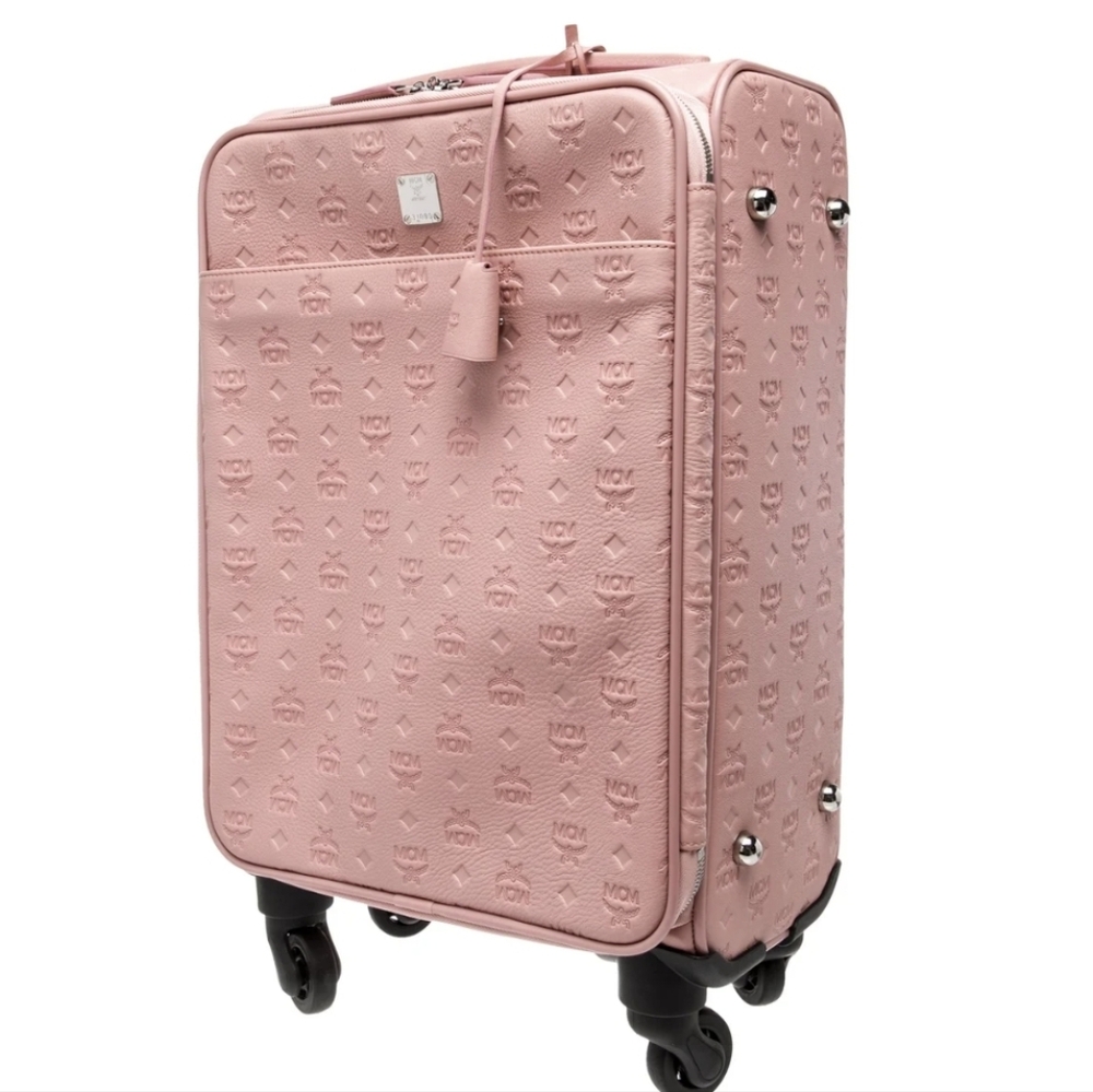 New MCM Pink VISETOS Rolling Suitcase/ Luggage